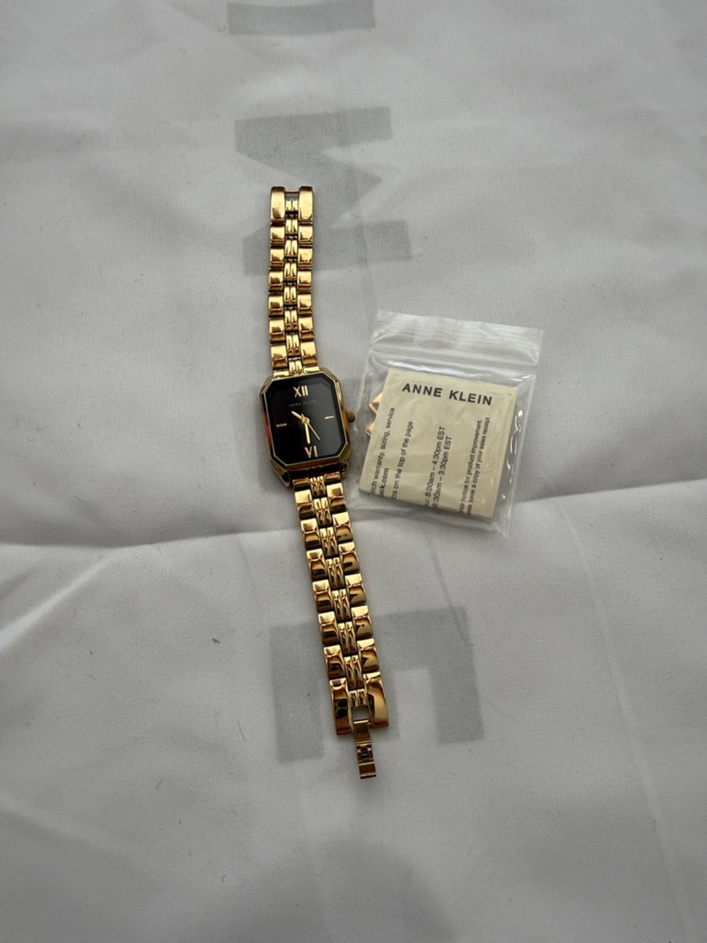Anne Klein Gold Tone Bracelet Watch with Black Dial